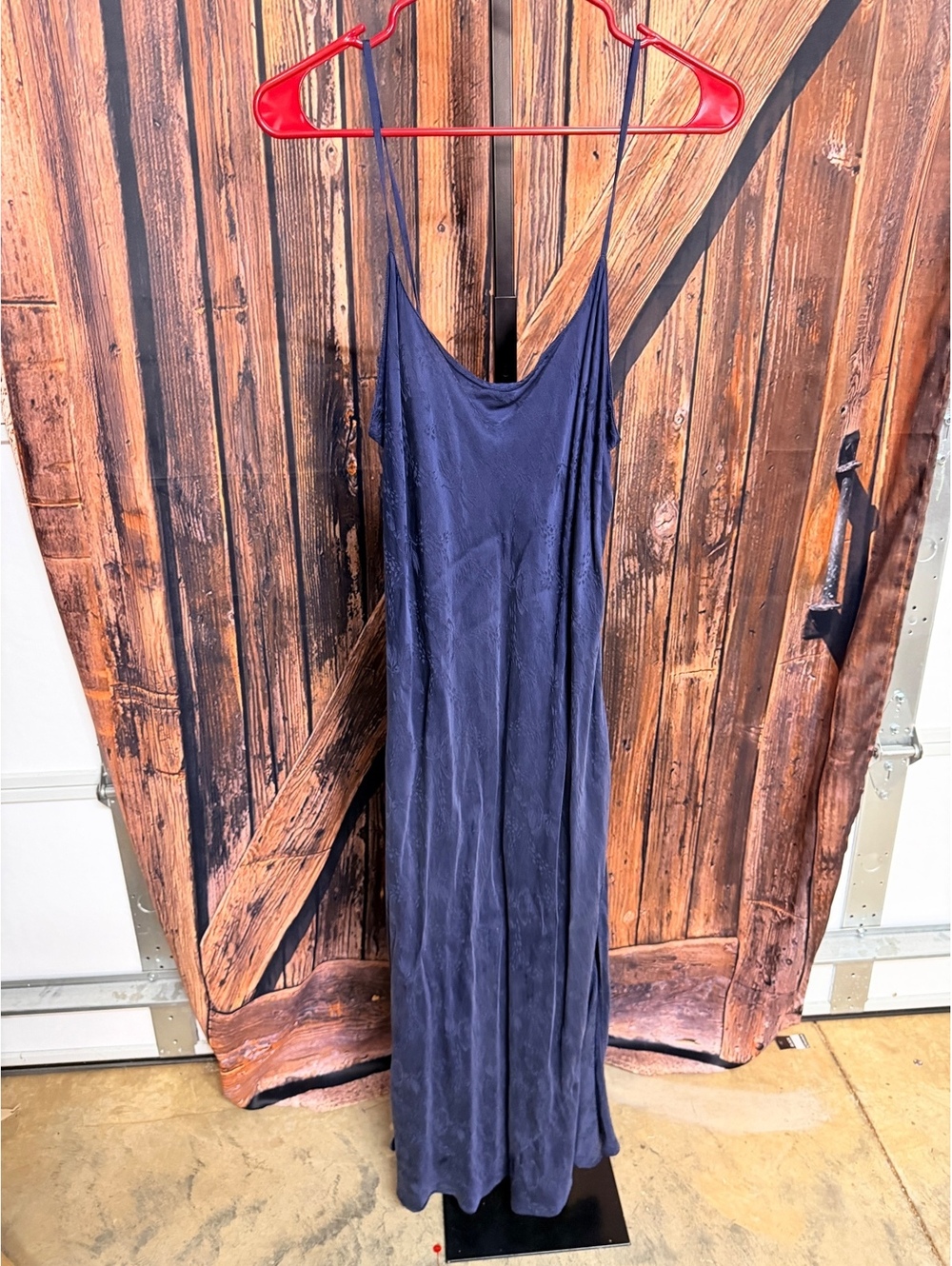 August Silk Navy Blue Silk Slip Dress Medium